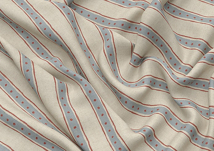 Emily Bond Block Printed Stripe, Blue & Red - Roman Blind - Image 4